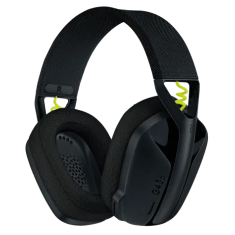 logitech-g435-headset-01-logitech-pakistan_600x Logitech G435 wireless headset in black with neon yellow accents and breathable ear cushions.
